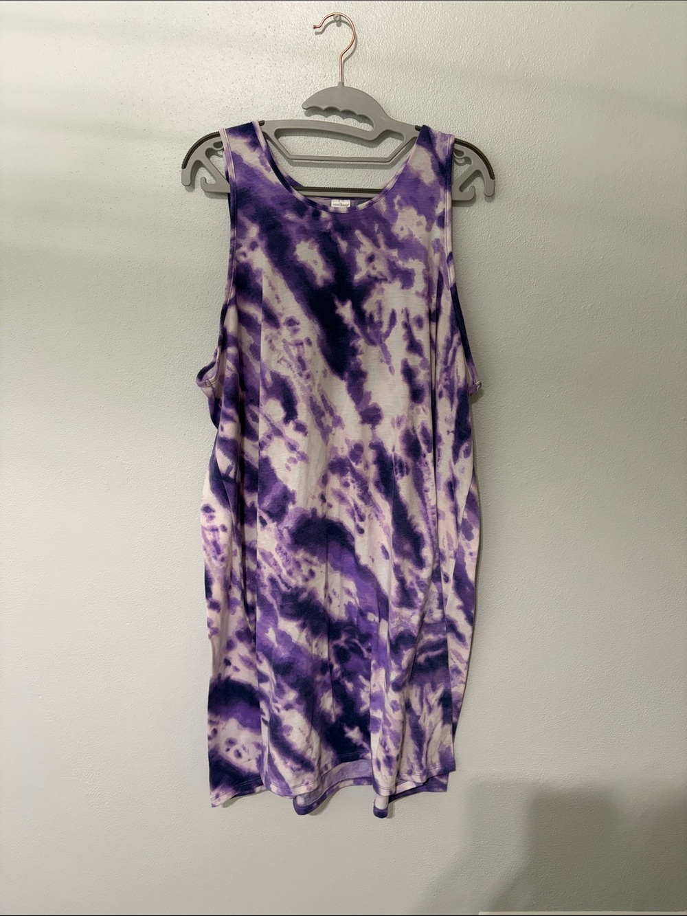 west loop Purple and White Tie-Dye Tank Dress